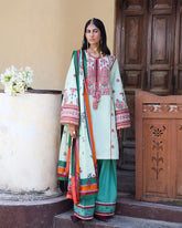 Unstitched 3-PC Embroidered Cotton Silk Dupatta By Jugnu | Rupal